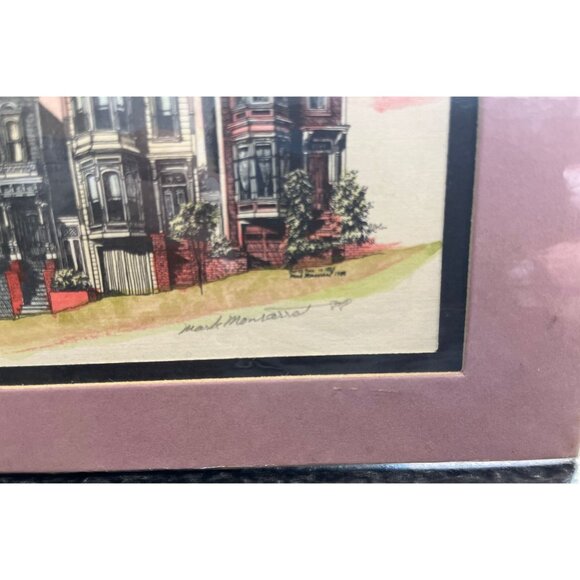 Vtg Mark Monsarrat San Francisco Houses Framed Signed Colored Lithograph Art Pri - Picture 3 of 7